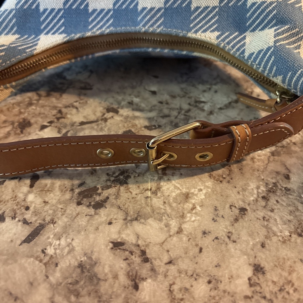 Vintage Y2K DOONEY & BOURKE Houndstooth Checkered Blue White Hobo Bag Purse VGUC - Picture 11 of 16